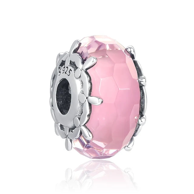 elegant bracelet pink glass bead spacer charms