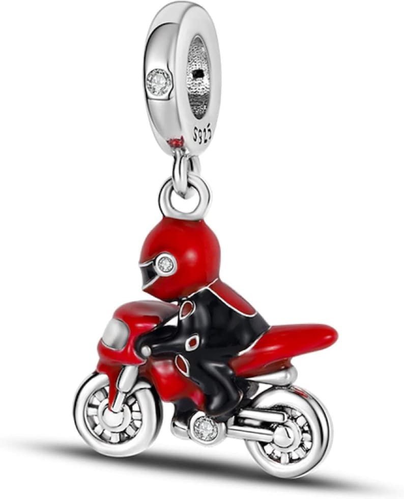 Red Motorbike Motorcycle Rider Bike Charm